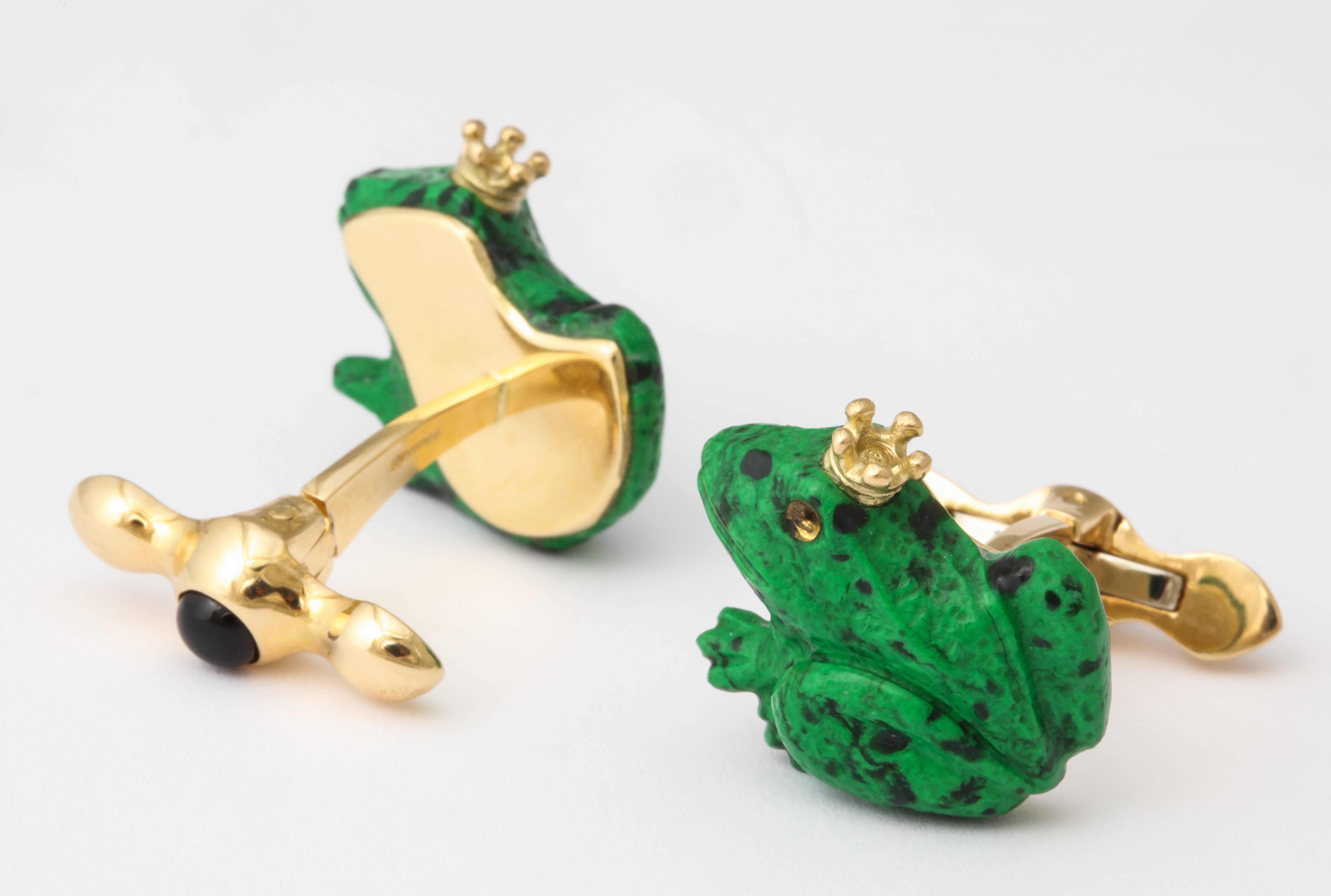 Michael Kanners Crowned Frog Cufflinks In New Condition In Bal Harbour, FL