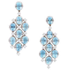 Tanagro Aquamarine and Diamond Chandelier Earclips 11