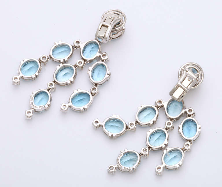 Tanagro Aquamarine and Diamond Chandelier Earclips In New Condition In Bal Harbour, FL