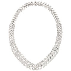 Diamond Platinum Foliate Design Necklace
