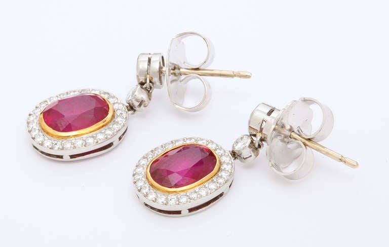 Contemporary Ruby Diamond Gold Earrings