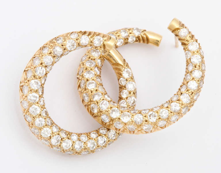 Women's Gold and Diamond Hoop Earrings
