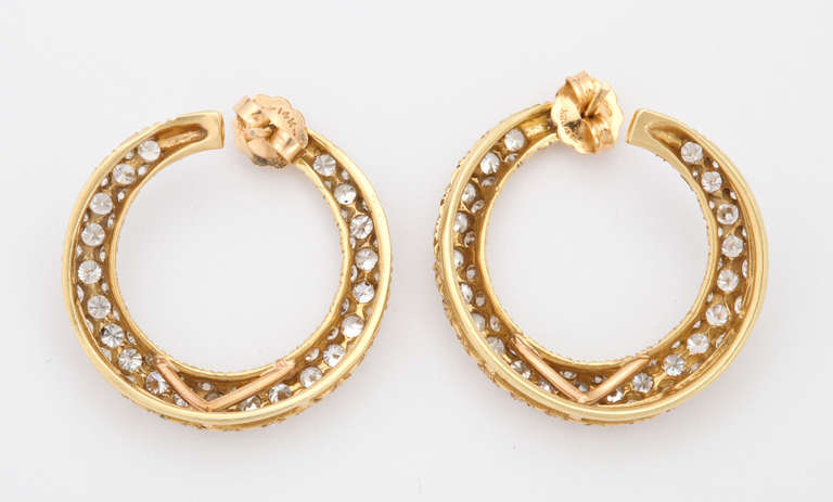 Gold and Diamond Hoop Earrings 1