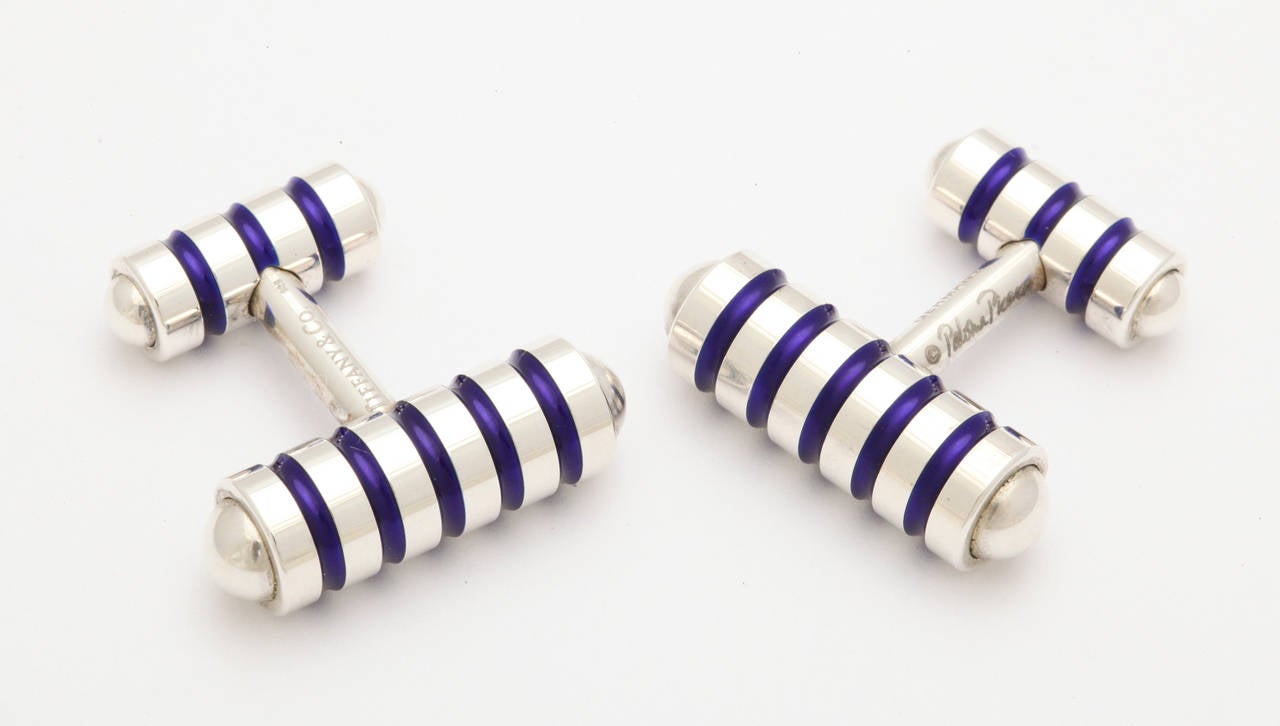 Tiffany & Co. Paloma Picasso Enamel Silver Cufflinks In Excellent Condition In Bal Harbour, FL
