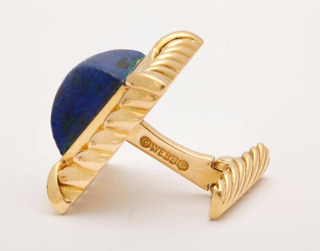 David Webb Azurite Fluted Gold Cufflinks 5