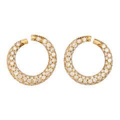 Gold and Diamond Hoop Earrings