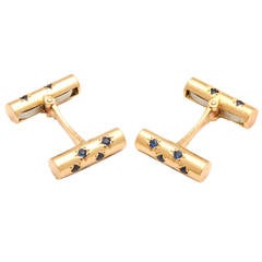 Van Cleef & Arpels Sapphire Gold Double Baton Cufflinks 12