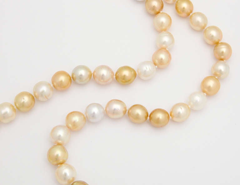 Double Strand Golden and White South Sea pearl Necklace 1