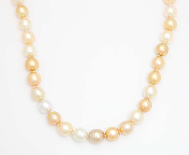 Double Strand Golden and White South Sea pearl Necklace In New Condition In Bal Harbour, FL