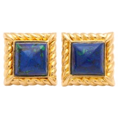 David Webb Azurite Fluted Gold Cufflinks