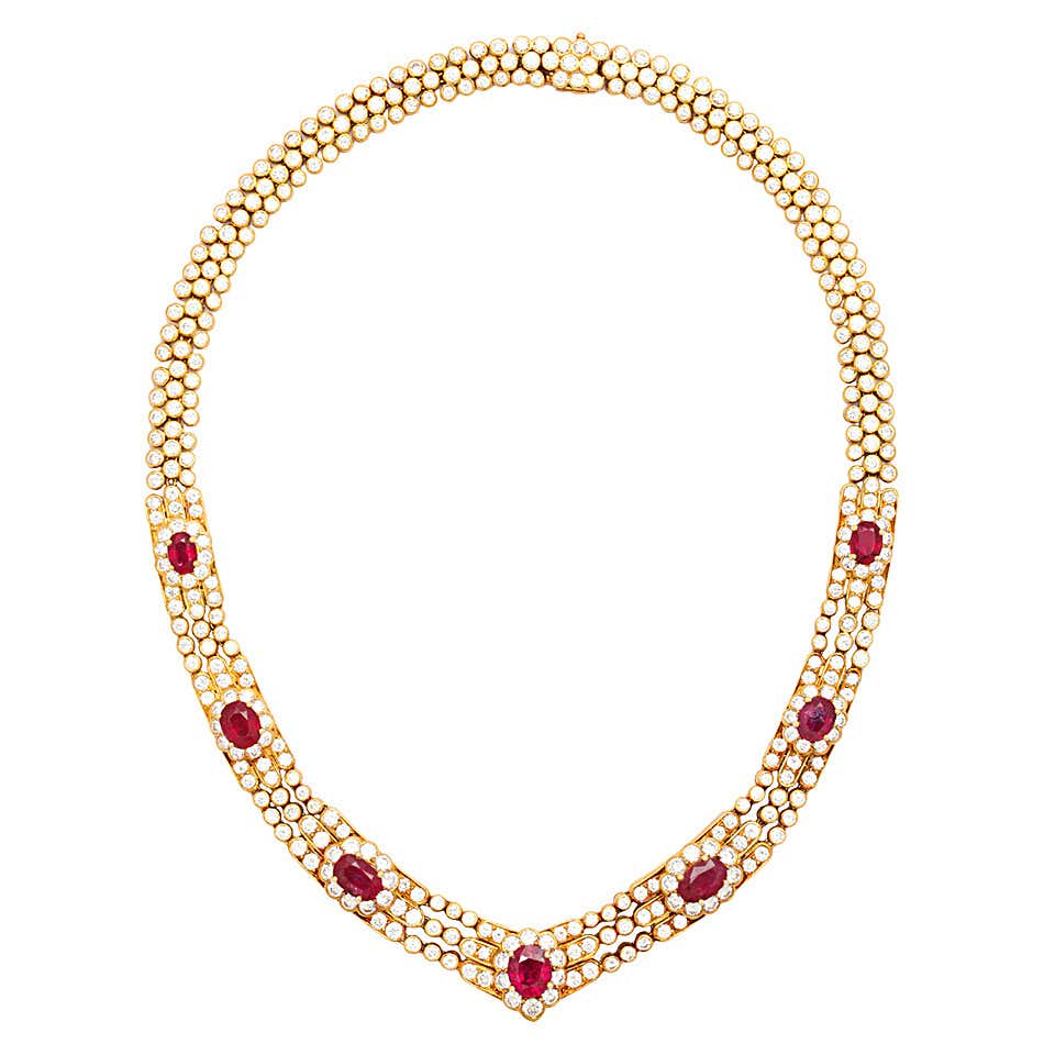Graff Ruby Diamond Gold Necklace at 1stDibs
