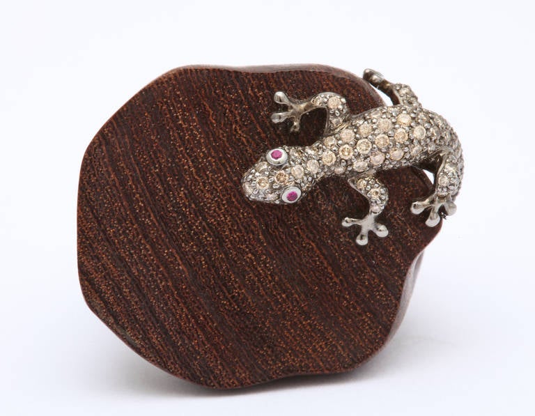 Women's Golconda Carved Teak Ruby Diamond Salamander Ring