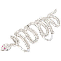 Golconda Full Finger Ruby Diamond Snake Ring 3