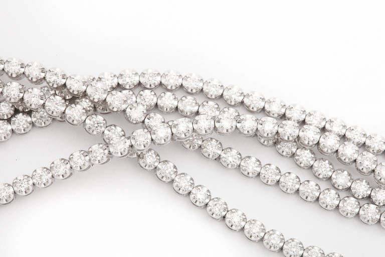 Contemporary Five-Row Flexible Diamond Bracelet