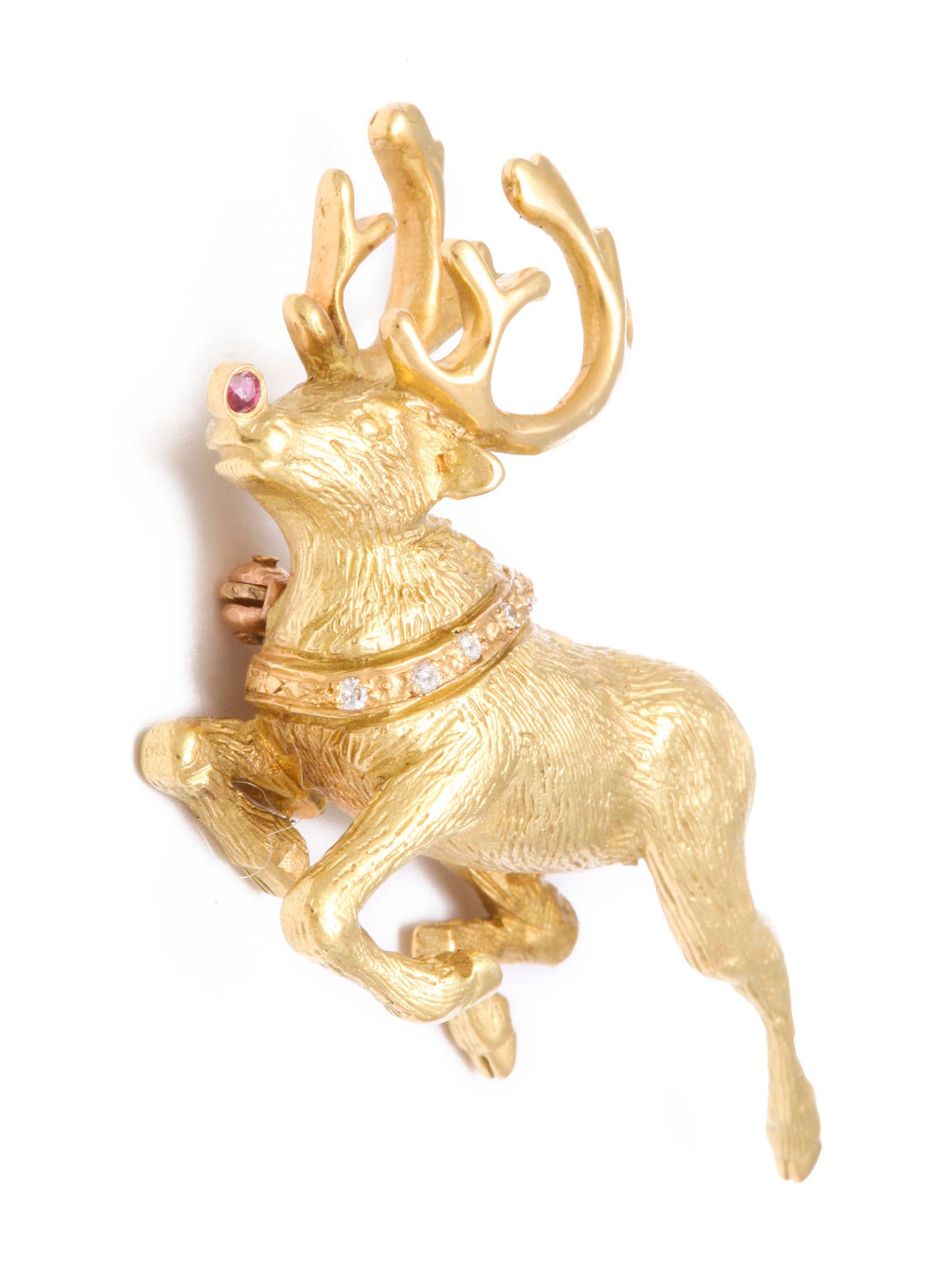 With a bright red ruby nose and a diamond collar this is Rudolph at his best.  Don't miss out on this wonderful brooch from the world's premier jeweler and America's house of design.

The Kanners family has been synonymous with rare and fine