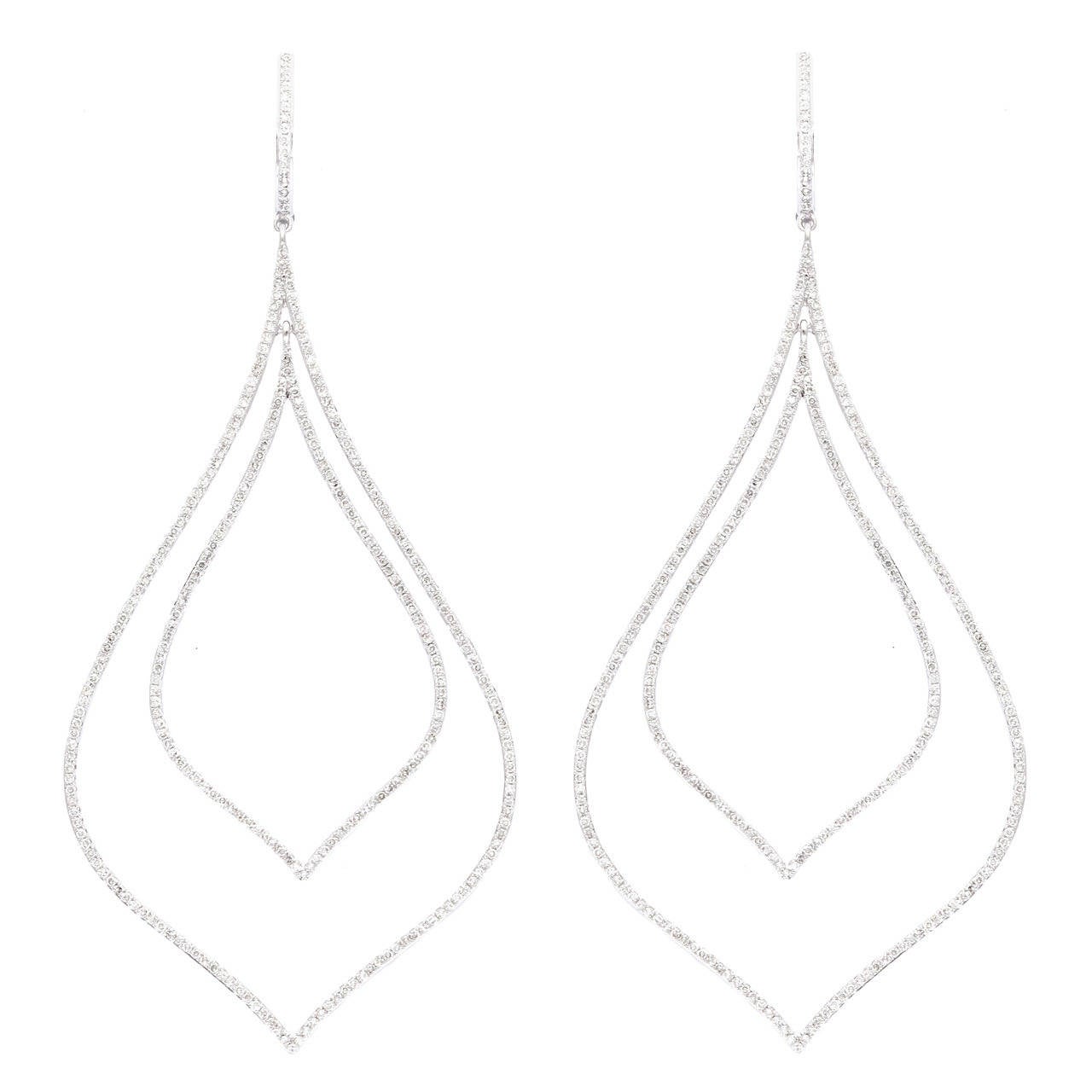 Hanging Double Teardrop Diamond Earrings