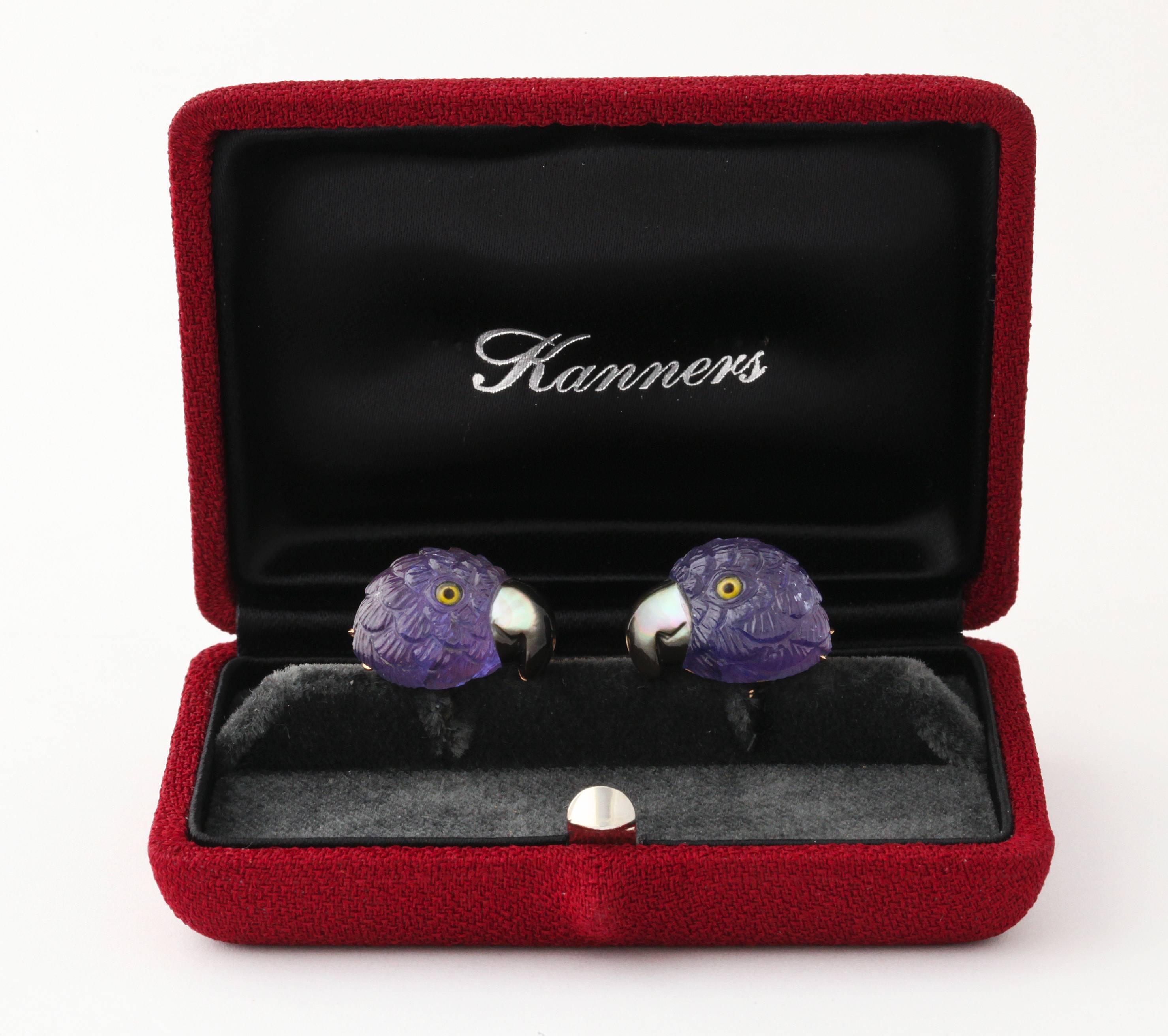 Michael Kanners Tanzanite Parrot Cufflinks In New Condition In Bal Harbour, FL