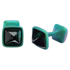 Michael Kanners Titanium and Green Tourmaline Cufflinks