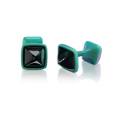Michael Kanners Titanium and Green Tourmaline Cufflinks