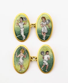 Vintage English Enamel Tennis Cufflinks