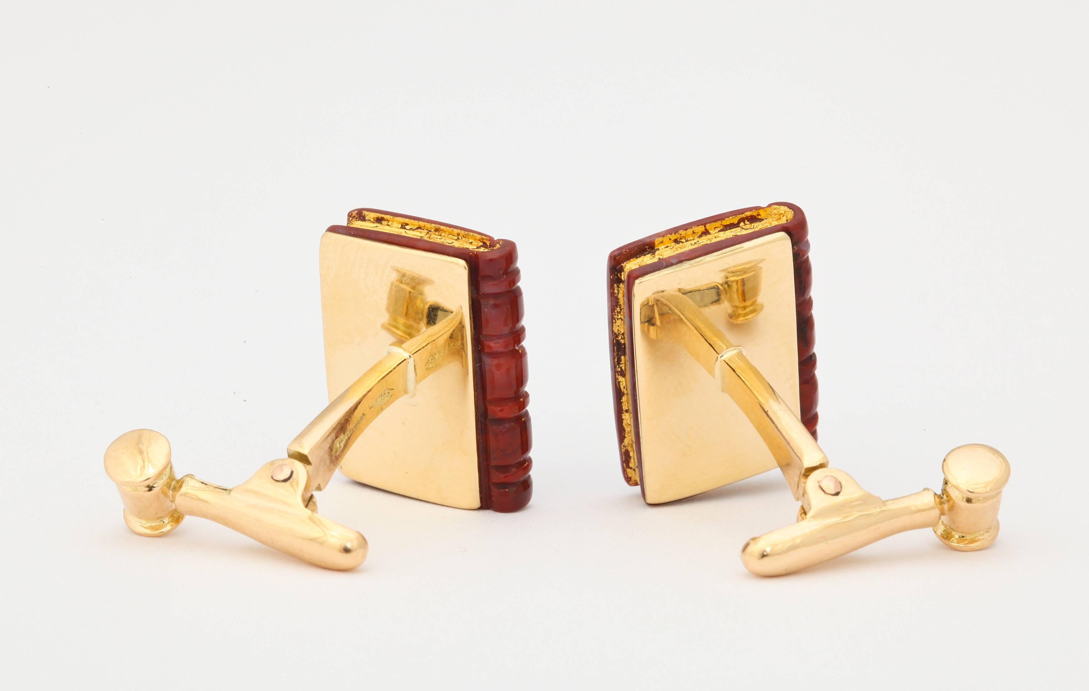 Men's  Michael Kanners  Carved Stone Legal Book Cufflinks