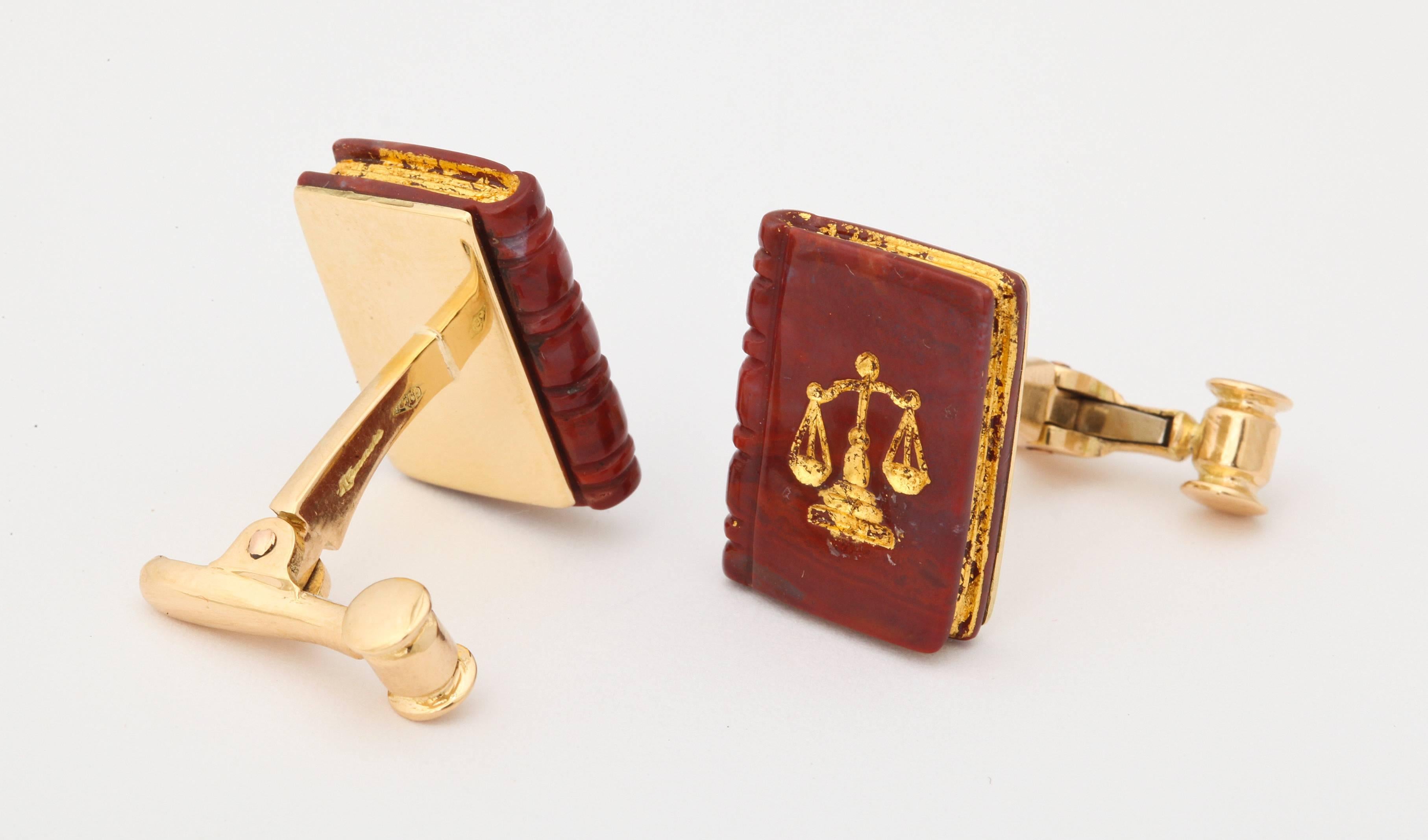  Michael Kanners  Carved Stone Legal Book Cufflinks In New Condition In Bal Harbour, FL