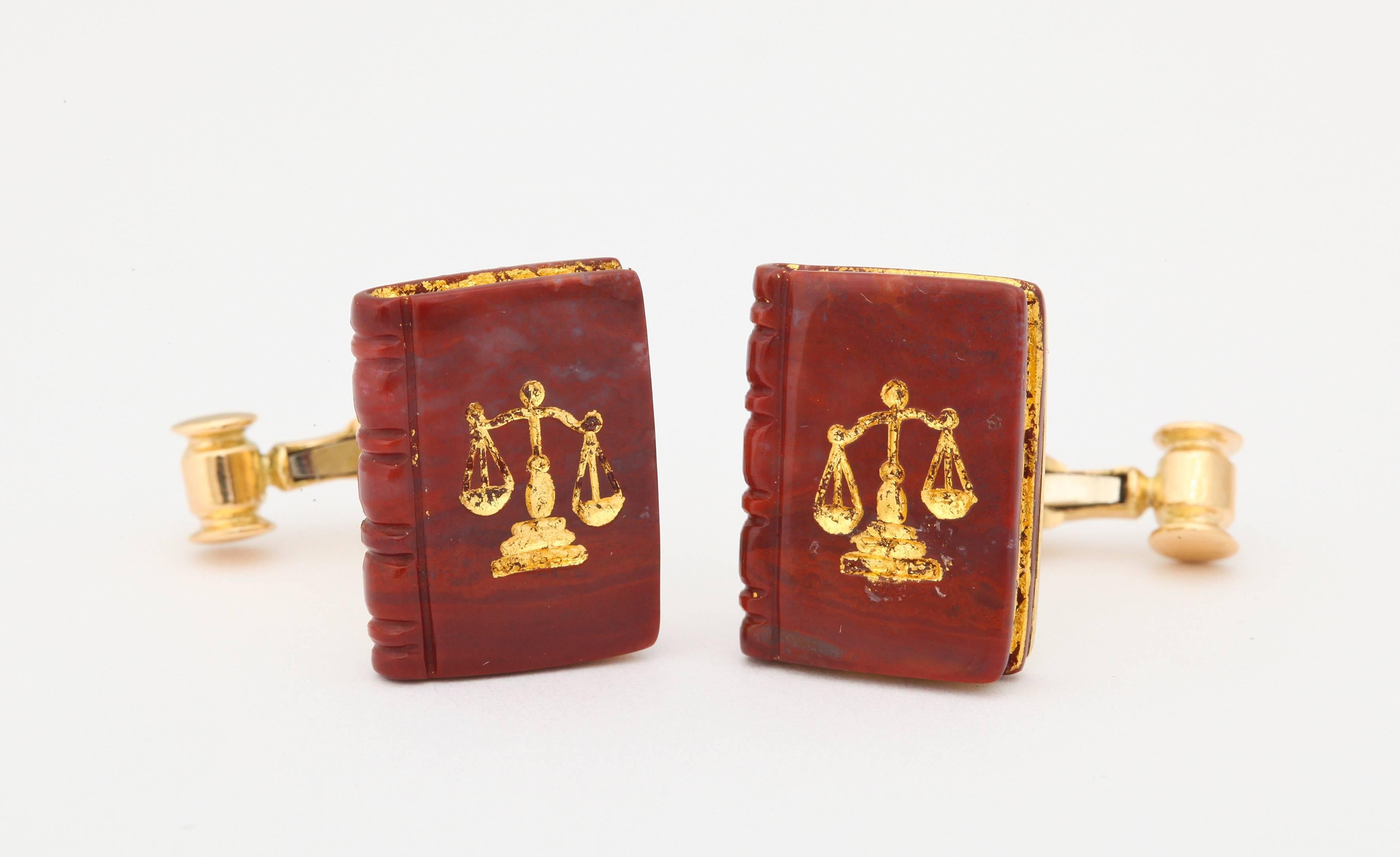  Michael Kanners  Carved Stone Legal Book Cufflinks Herren