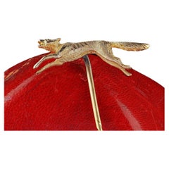 Antique Victorian 18K Yellow Gold Textured Running Fox Stick Pin