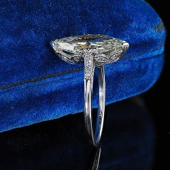 Antique Edwardian Platinum Old Marquise Diamond Floral Engagement Ring - GIA