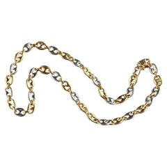 Vintage Estate 18K Two Tone Gold Carl Bucherer Mariner Link Necklace - 16 inches