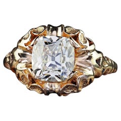 Antique Victorian 14K Yellow Gold Old Mine Diamond Engagement Ring - GIA