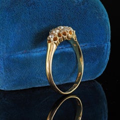 Antique Victorian English 18K Yellow Gold Rose Cut Diamond and Pearl Ring
