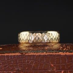 Vintage Estate 14K Yellow Gold Etched Wide Wedding Band - Size 10 3/4