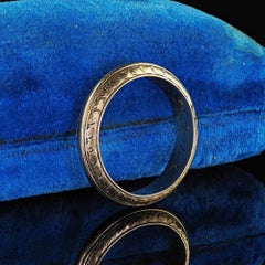Vintage Art Deco Art Carved 14K Yellow Gold Engraved Wedding Band - Size 9 1/2