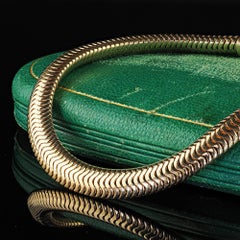 Vintage Estate 14K Yellow Gold Snake Link Choker Necklace - 15 Inches