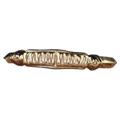 Antique Art Deco 14K Yellow Gold Etched Knife Edge Wedding Band - Size 6 1/4