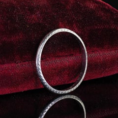 Antique Art Deco Platinum Engraved Circa 1935 Wedding Band Ring - Size 7 1/2
