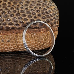Antique Art Deco Lambert Brothers Platinum Engraved Wedding Band Ring - Size 5 1