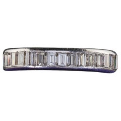 Vintage Retro Platinum Old Baguette Diamond Eternity Band Ring - Size 6 3/4