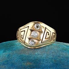 Vintage Estate 14K Yellow Gold Old Mine Diamond Three Stone Ring