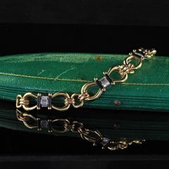 Bracelet vintage « Estate » en or triple 18 carats « Tri Gold », avec diamants Picchiotti et onyx, motif « mors de cheval »