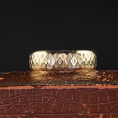 Vintage Estate 14K Yellow Gold Etched Wide Wedding Band - Size 10 3/4