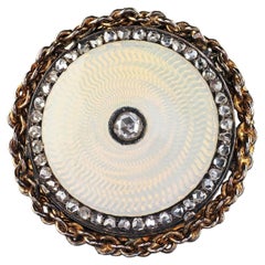 Antique Victorian 18K Yellow Gold Rose Cut Diamond Enamel Cocktail Ring