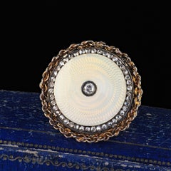 Antique Victorian 18K Yellow Gold Rose Cut Diamond Enamel Cocktail Ring