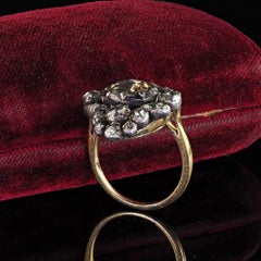 Antique Georgian 18K Yellow Gold Silver Rose Cut Collet Diamond Engagement Ring