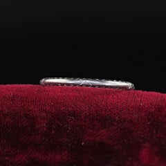 Antique Art Deco Platinum Engraved Circa 1935 Wedding Band Ring - Size 7 1/2