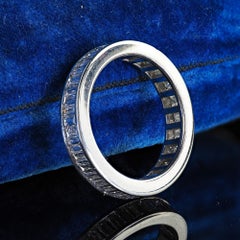 Vintage Estate 18K White Gold Diamond Baguette Eternity Band Ring - Size 6 3/4