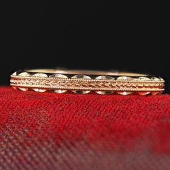 Antique Art Deco 14K Yellow Gold Etched Engraved Wedding Band Ring - Size 5