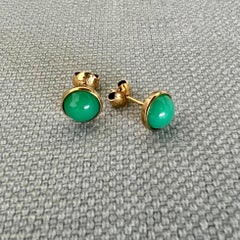 Vintage Green Jade 14K Gold Stud Earrings