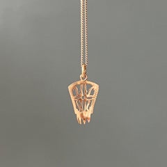 18K Yellow Gold Mid-Century Lady's Hair Comb Charm Pendant